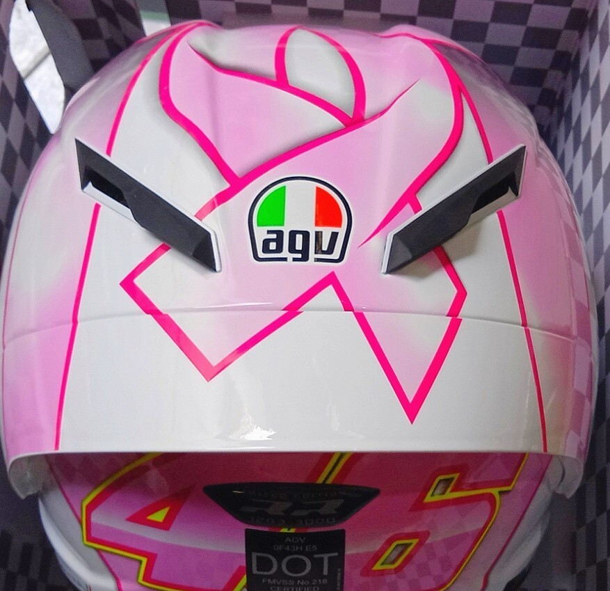 Agv Pink Bow Helmet AGV Pista GP RR Rossi Misano 2021 Pink