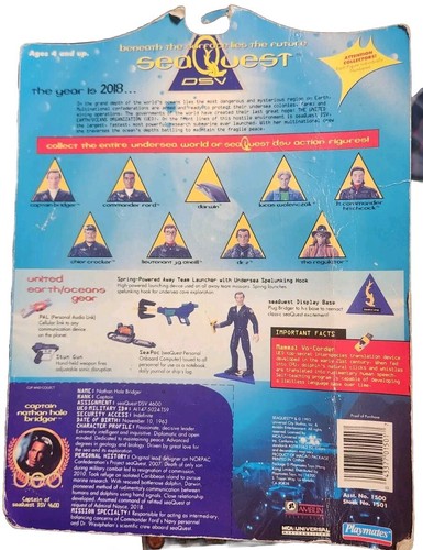 SeaQuest DSV Captain Nathan Hale Bridger Playmates Action Figure 1993 NIB! - Picture 2 of 2