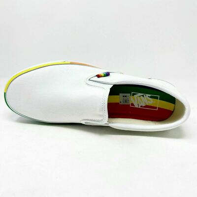 Vans Classic Slip On Rainbow Foxing True White Casual Shoes 