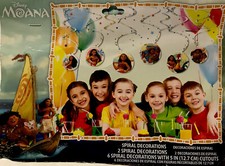 Disney Moana Hanging Swirl Spiral Decorations Girls Birthday Party Pack Of 6 NEW