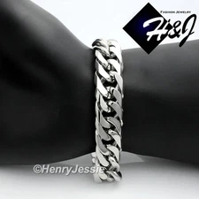7.5"-11"MEN Stainless Steel WIDE 16mm Silver Cuban Curb Link Chain Bracelet