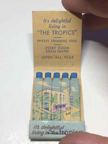 The Tropics Hotel Miami Beach Florida Feature Vintage Matchbook