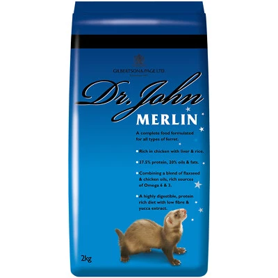 Dr John Merlin Ferret Food 2kg Chicken Dry Kibble Feast Small Animal