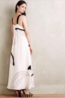 NEW Anthropologie Silk Petaline Trapeze Maxi Dress Size 0 (Orig 
