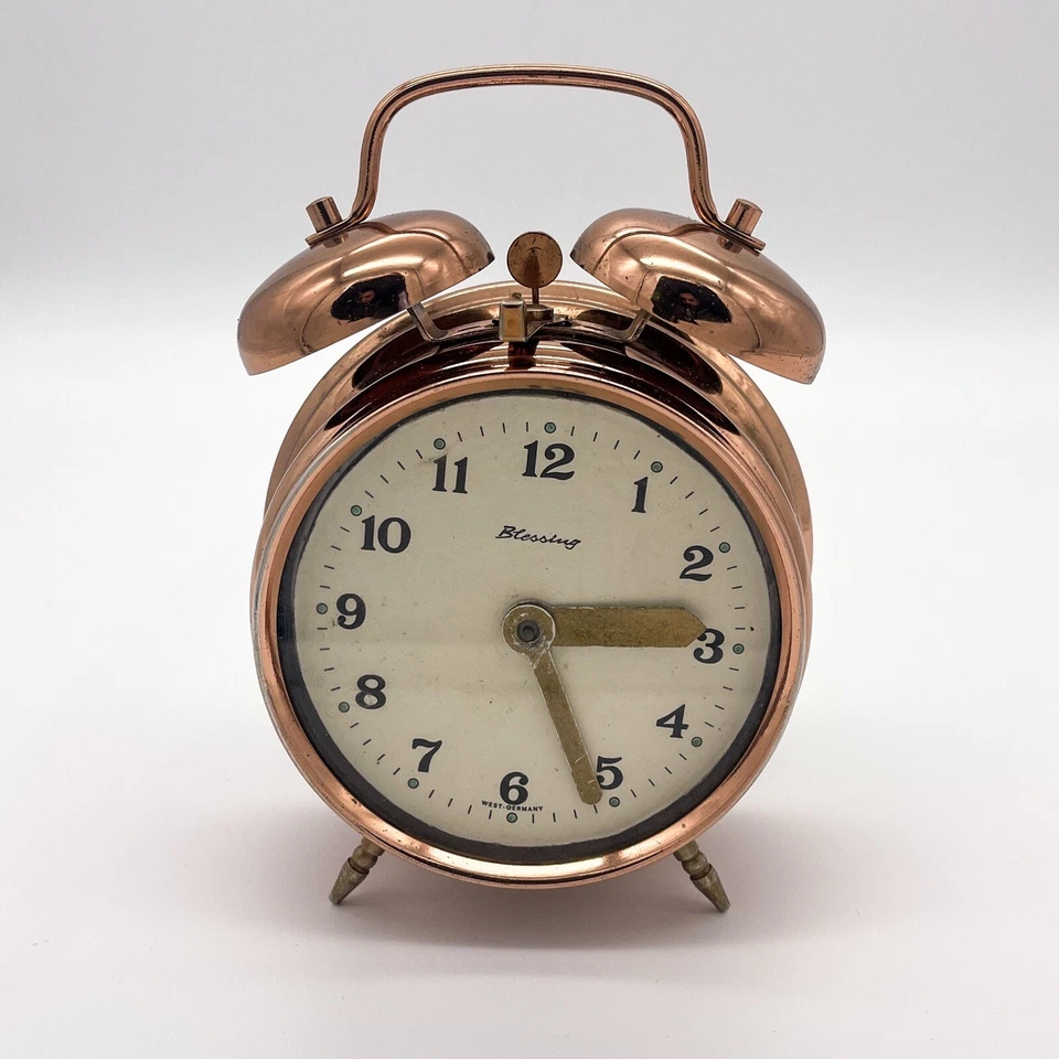 Vintage Blessing Doppelglockenwecker Wecker West Germany Vintage Kupfer UR2 - Bild 2 von 4