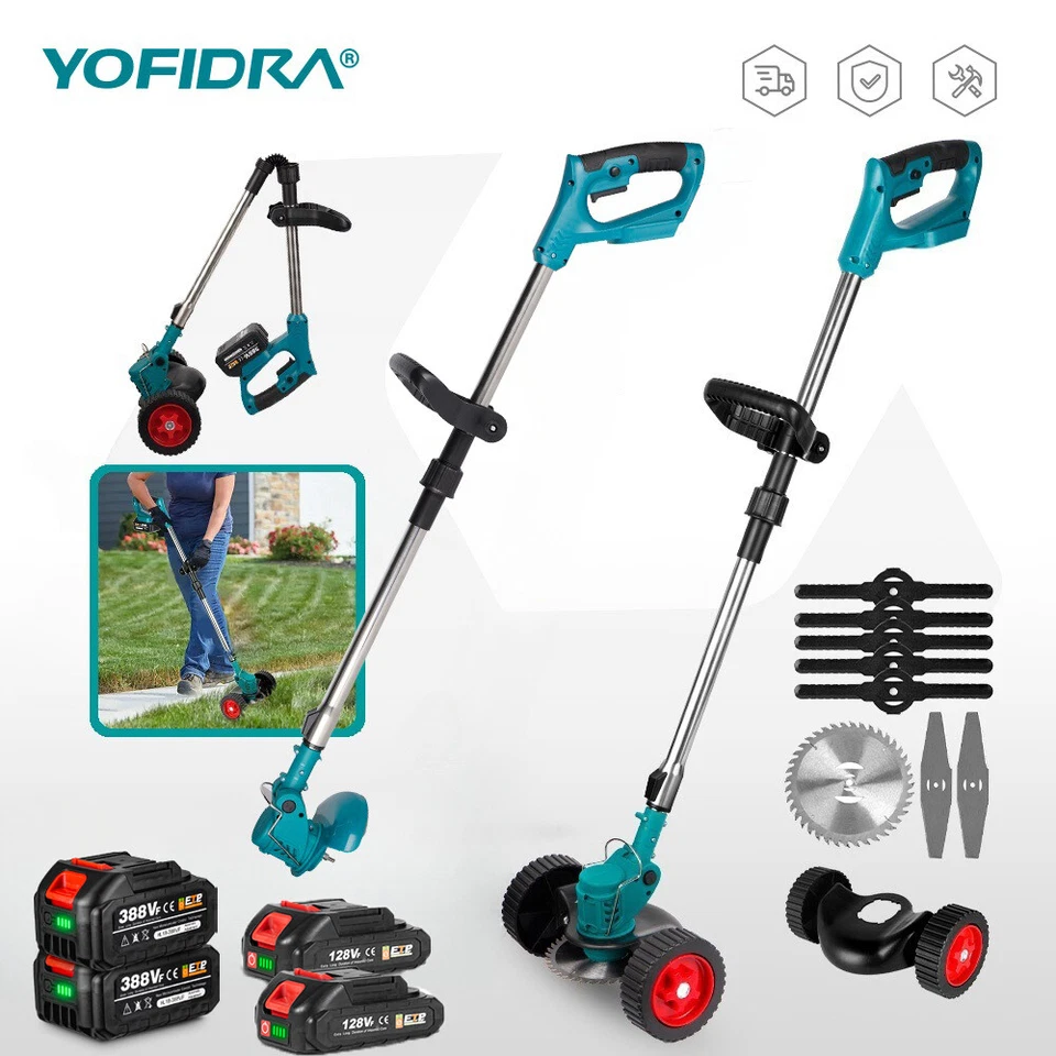 YOFIDRA Akku Rasentrimmer Mit 2 Akku & Ladegerät Freischneider Motorsense Für Makita 18V