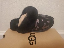 NIB UGG Women's SCUFFETTE II FLORAL FOIL Slippers 6 Black