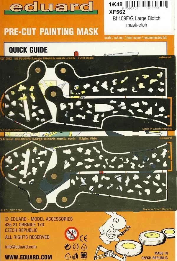eduard Me-Bf 109F/G Schablone große Flecken 1:48 Modell-Bausatz ExpressMask-etch