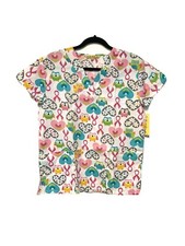 Women's Scrub Top Smiles  Scrubs Owl Pink Ribbon Top Size XS 2 Pocket A13-20