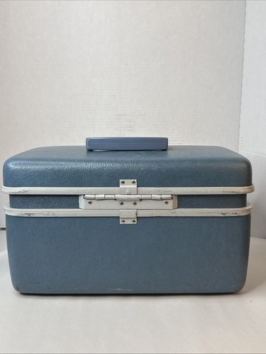 Samsonite Train Case Vintage Luggage Blue Tray and mirror, no keys, 60s/70s - Picture 13 of 14