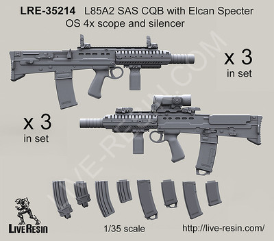 Live Resin 1/35 LRE-35214 L85A2 SAS CQB w/Elcan Specter OS 4x Scope & Silencer