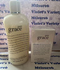 2 Philosophy PURE GRACE Spray EDT 2 oz Olive Oil Body Scrub 16 oz NEW SEALED