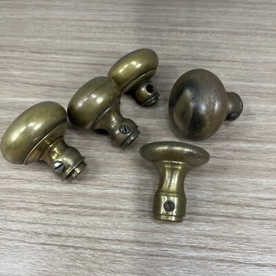 Vintage Antique Brass Door Knobs Lot of (5)