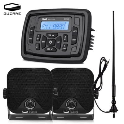 GUZARE Marine Stereo Bluetooth Audio System ATV UTV Radio+ Waterproof Speaker+ Antenna