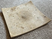 BED BATH & BEYOND LIGHT TRAVERTINE MARBLE WATERSTONE SQUARE PLATE CANDLE HOLDER