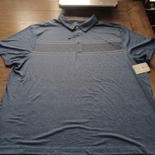 New George Men's Black Poly Polo Storm Blue Heather Shirt Stretch Size 2XL 50/52