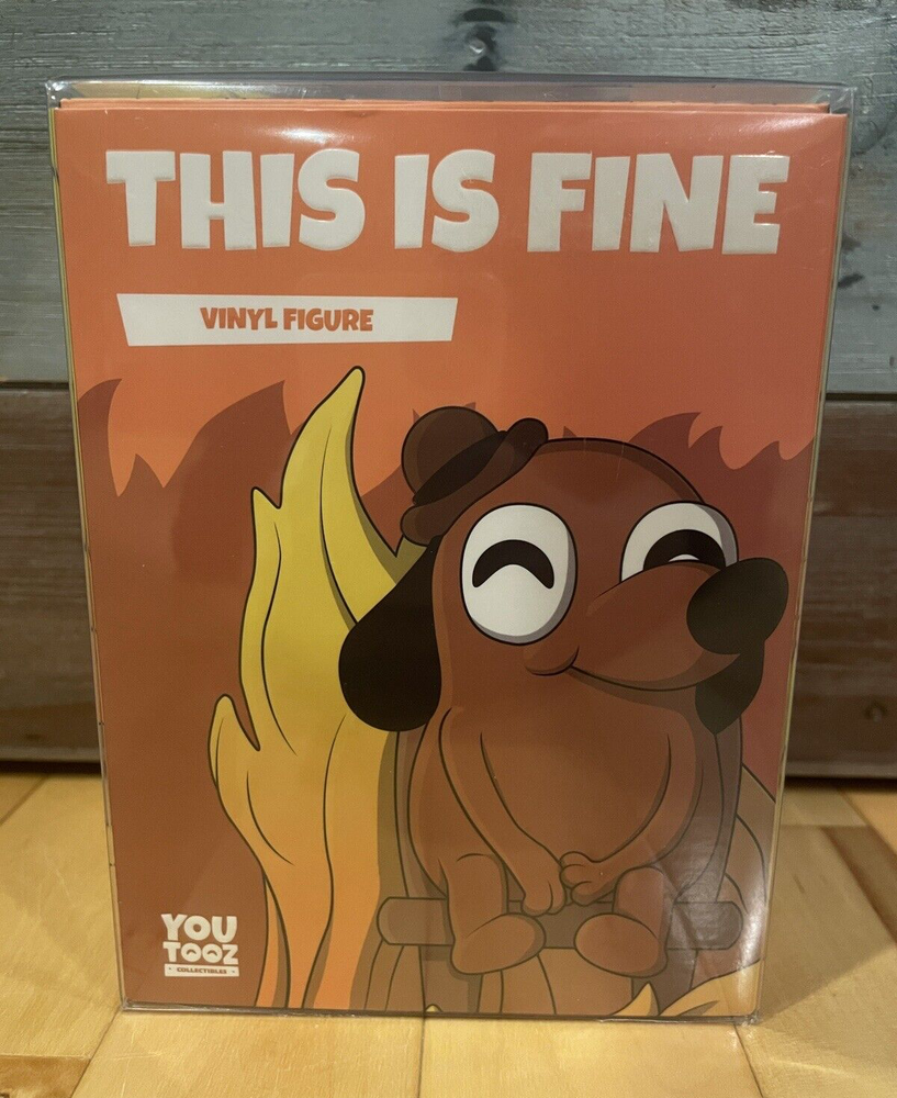 New YouTooz Internet Meme #53 This Is Fine Dog KC Green Vinyl Figure Protector
