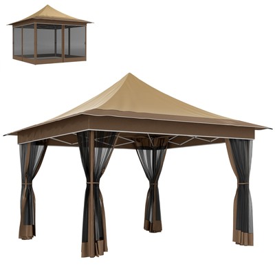 Outsunny 12 x 12 ft. Pop Up Canopy Tent, Instant Shelter, Beige