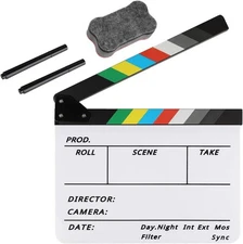 Acrylic Film Clapboard 12x10in - Durable Clapper Board with Magnetic Eraser