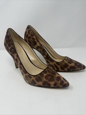 Nine West Faux Fur Stiletto Heel Pointed Toe Shoes Pump 4'' Sz. 8.5Leopard Print