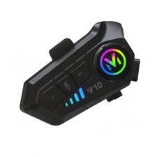 INTERFONO MOTO V10 BLUETOOTH 5.3 CASCO AURICOLARE IMPERMEABILE LED RGB MICROFONO