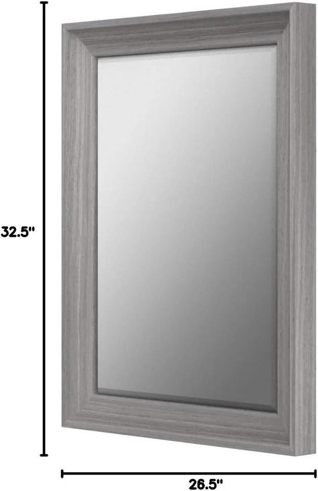 Gray Transitional Driftwood Framed Beveled Wall Mirror, Vanity Mirror, Bathroom - Image 2 of 2