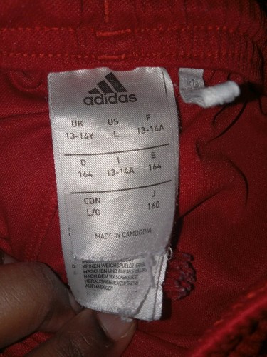 Kids XS - Red & White Striped Addias Shorts - Picture 3 of 3