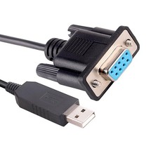 6Ft Null Modem Adapter Cable CP2102 USB To RS232 DB9 Female Serial DSub