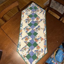 Handmade Quilted Cotton Table Runner Multicolor holiday Country