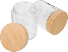 Glass Storage Jars Sealed Canisters with Bamboo Lid for cosmetics, food storage
