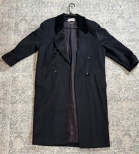 Ashley Scott 100 Wool Maxi Long Pea Trench Coat Black Vintage Women  s Large