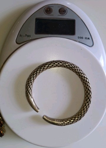  Sterling Silver Woven Braided Cuff Bracelet  36g 7¼" Stretch Scales Expandable 