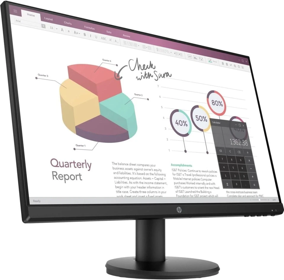 HP P24v G4 23.8" Widescreen IPS Monitor, Full HD Resolution, VGA/HDMI 1920x1080 - Image 2 of 4