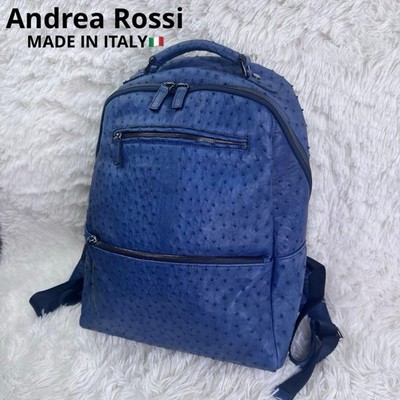 Andrea Rossi Ostrich Leather Backpack Navy Made in Italy From Japan