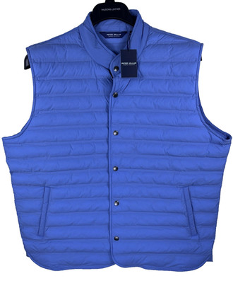 New Peter Millar XXL Crown Crafted Regent Vest Brook Blue Mens Puffer $295 Snap