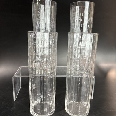 Unbranded MCM 1950's 7 in Tom Collins Clear Textured Glasses Set of 4