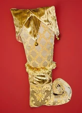 Bombay Jester Christmas Stocking Embossed Brocade Gold Lined Curl Toes 24”