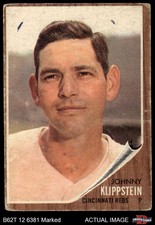 1962 Topps #151 Johnny Klippstein Normal Tint Reds COMMON VARIATION 1 - POOR