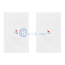 2x White 6P6C Single Phone Jack Wall Plate RJ-11 RJ 12 Telephone Modular