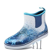Men's Deck Boots Puncture Proof Waterproof Rain Boots Non-Slip 12 Ocean Blue