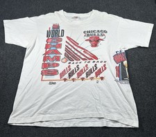Vintage Fruit Of Loom Salem 90s Chicago Bulls Back2Back T-Shirt Sz XL AOP