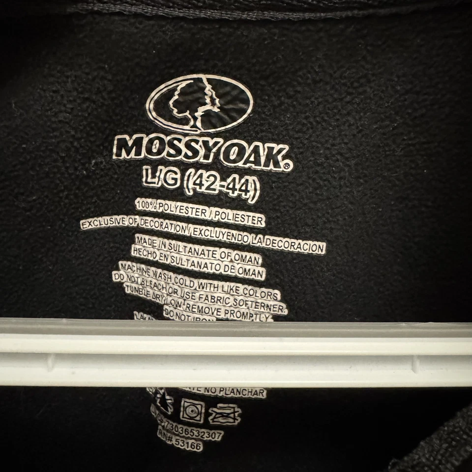 Chaqueta Mossy Oak Camuflaje Negro Y Gris Oscuro 1/4 Cremallera Talla Grande Foto 4 de 4