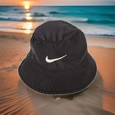 Nike Toddler Bucket Hat Chin Strap Black UPF 40 Sun/Rain Protection Swoosh EUC