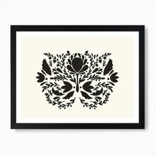 Floral Scandinavian Folk Art 6 Art  Framed Wall Art Poster Canvas Print Picture