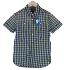 SCOTCH  SODA Ams Couture Men Shirt S Blue Pure Cotton Short Sleeved Checked