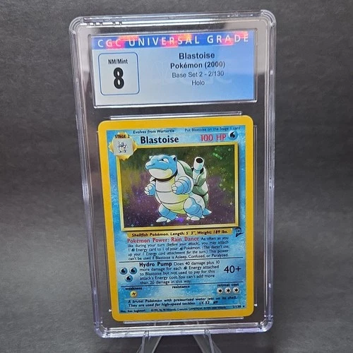 Pokémon TCG Base Set 2 Blastoise 2/130 Holo Rare 2000 CGC 8 Graded Card
