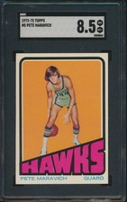 1972 TOPPS BASKETBALL #5 PETE MARAVICH SGC 8.5 NM-MT+ HOF