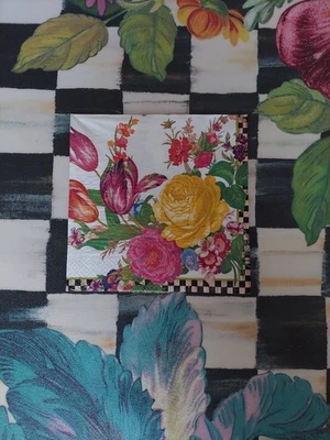 MacKenzie-Childs White Flower Market Dinner Napkin for Decoupage. 1