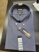 Kirkland Signature Men  s Button Down Dress Shirt -Navy-Size 18 X34/35