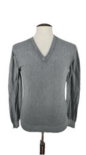Replay Grey V Neck Jumper Mens L Cotton Knit Lightweight Casual